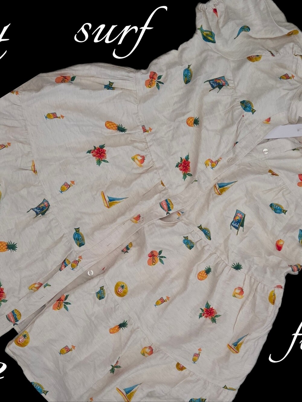 Jane + Delancey tropical button down oversized boho dress Women S